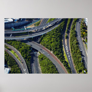 Flygplan över motorvägsavgränsning poster