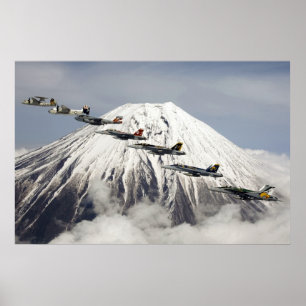 Flygplan över Mount Fuji, Japan Poster