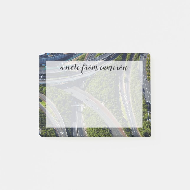 Flygplan över vägkorsningen post-it block (Framsida)