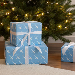 Flygplan på Blue, Elegant Mönster Pilot Birthday Presentpapper