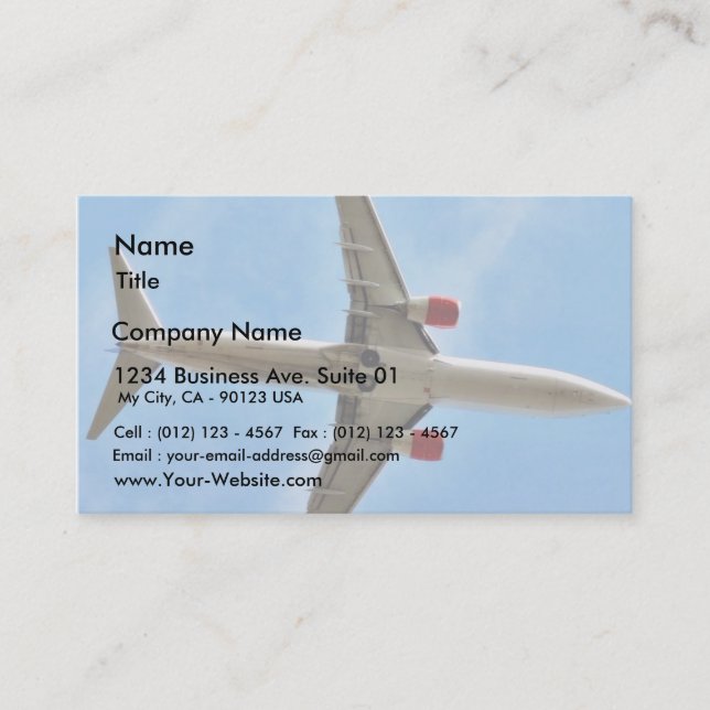 Flygplan på Himmel nära Visitkort (Framsida)