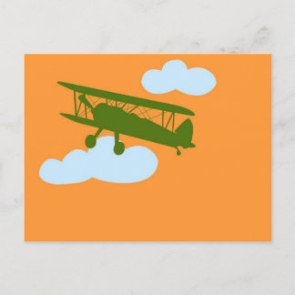 Flygplan på vanlig orange bakgrund vykort