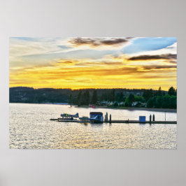 Flygplan på vatten på Lake Coeur d'Alene, Idaho Poster