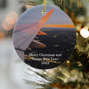 Flygplan Photo Himmel Coola Sunrise Flight,Aviatio Julgransprydnad Keramik