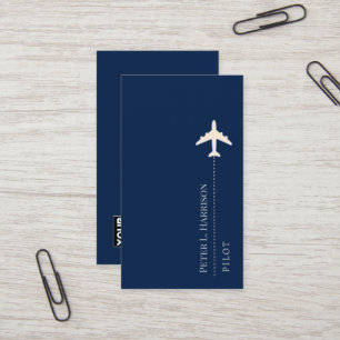 Flygplan Pilot Blue Modern Lodrät Visitkort