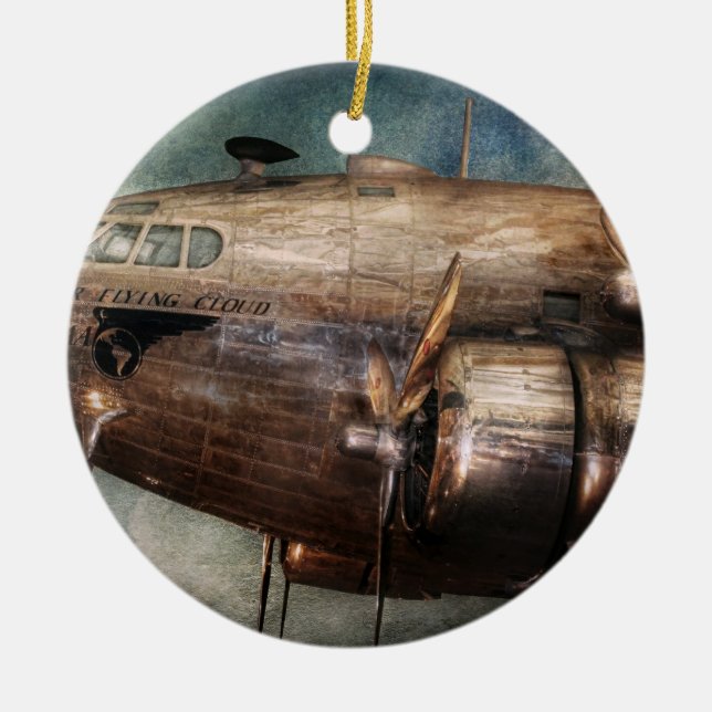 Flygplan - Pilot - Den flygande molnet Julgransprydnad Keramik (Framsidan)