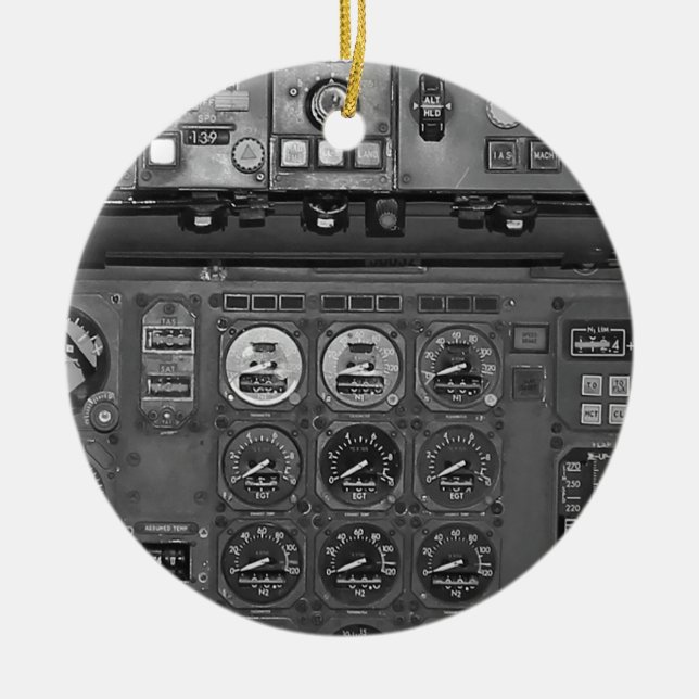 Flygplan Pilot Flygplansdäck Julgransprydnad Keramik (Framsidan)