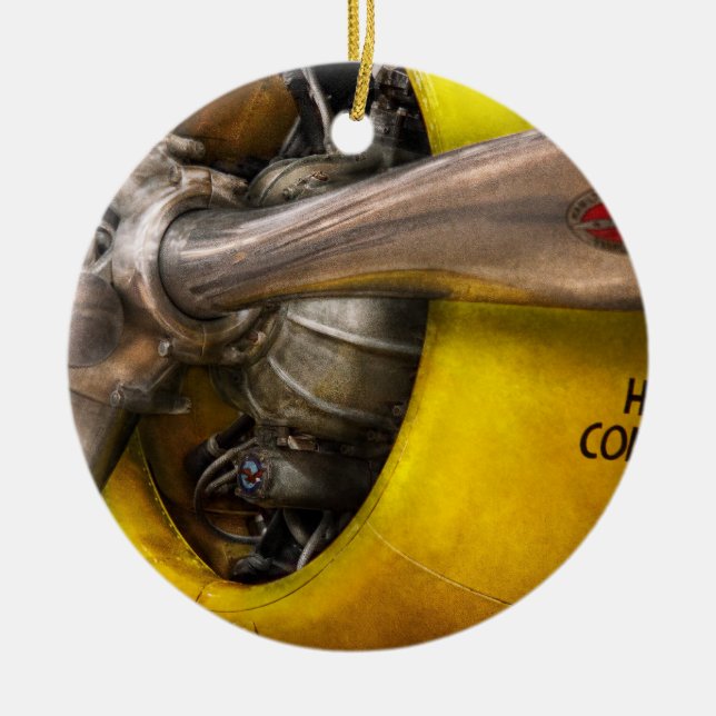 Flygplan - Pilot - Prop - Twin Wasp Julgransprydnad Keramik (Framsidan)