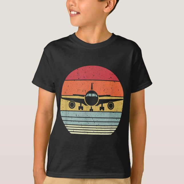 Flygplan . Retro Stil Pilot T Shirt (Framsida)
