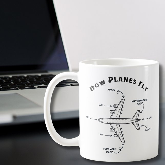 Flygplan Roligt Hur Plan Flyger, Pilot Flygbesättn Kaffemugg (Skapare uppladdad)