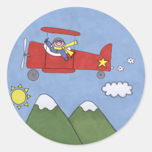 Flygplan Runt Klistermärke