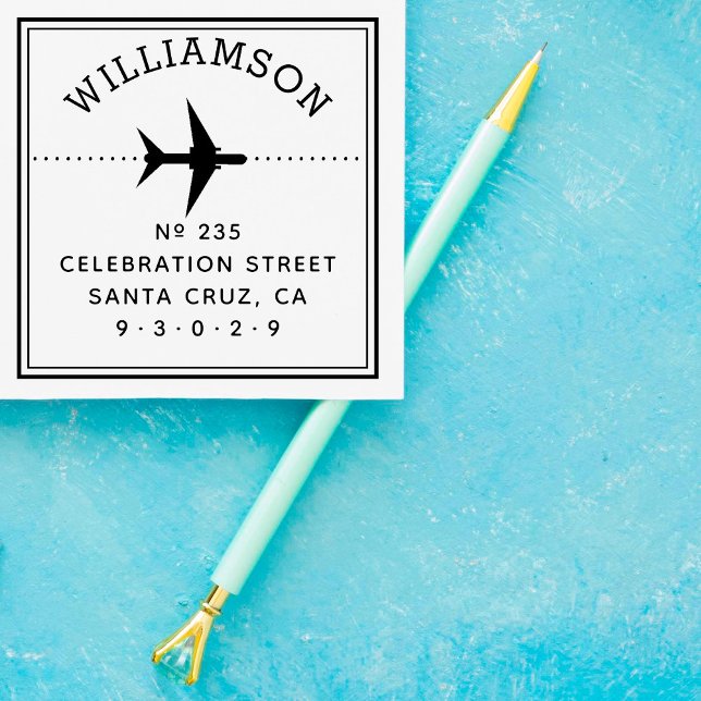 Flygplan Silhouette | Familj Namn och Returadress Självfärgande Stämpel (Skapare uppladdad)