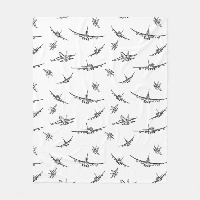 Flygplan skissar // fleecefilt (Framsidan)