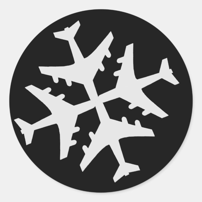 Flygplan Snowflake Runt Klistermärke (Framsida)