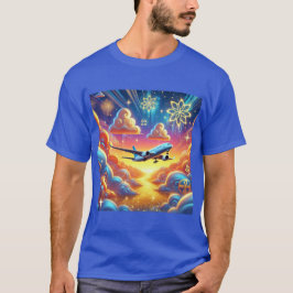 Flygplan som flyger genom Himmel i färg T Shirt