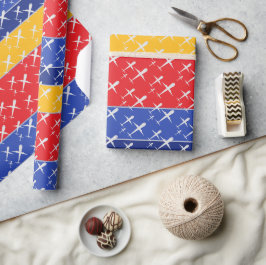 Flygplan som flyger i bildningen Red Blue och Gult Presentpapper