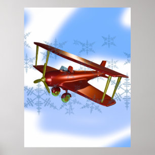 Flygplan som flyger i molnen poster
