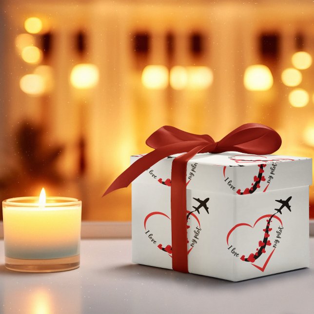 Flygplan som flyger mitt hjärta ILove min pilots R Presentpapper (Skapare uppladdad)