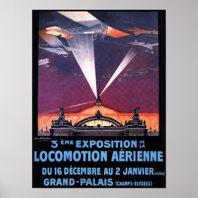 Flygplan som flyger över sökljuset Poster (Framsidan)