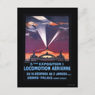Flygplan som flyger över sökljuset Poster Vykort