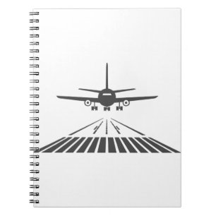 Flygplan som startar start av bana anteckningsbok