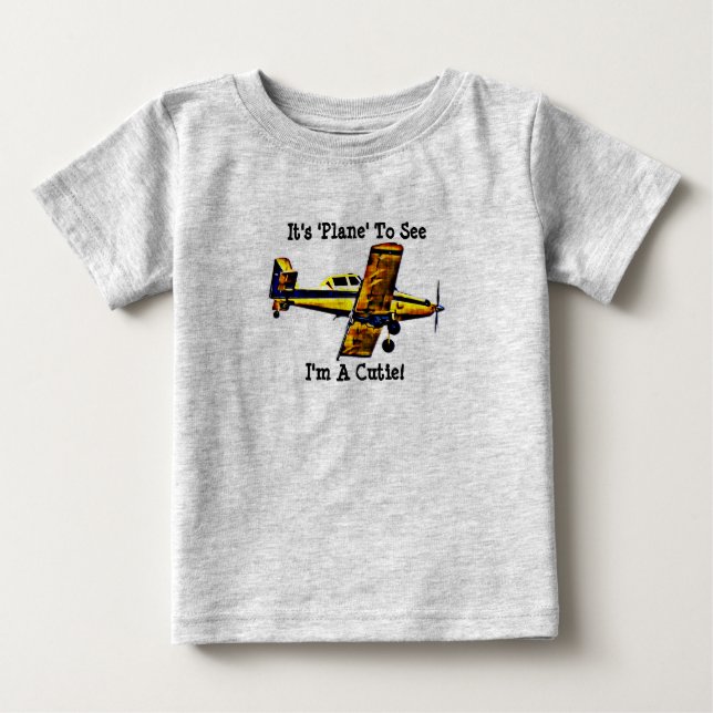 Flygplan Söt Bebiströja Skämt Konstarbeten T Shirt (Framsida)