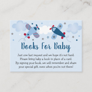 Flygplan Stars Clouds Baby Shower Bok Request Tilläggskort