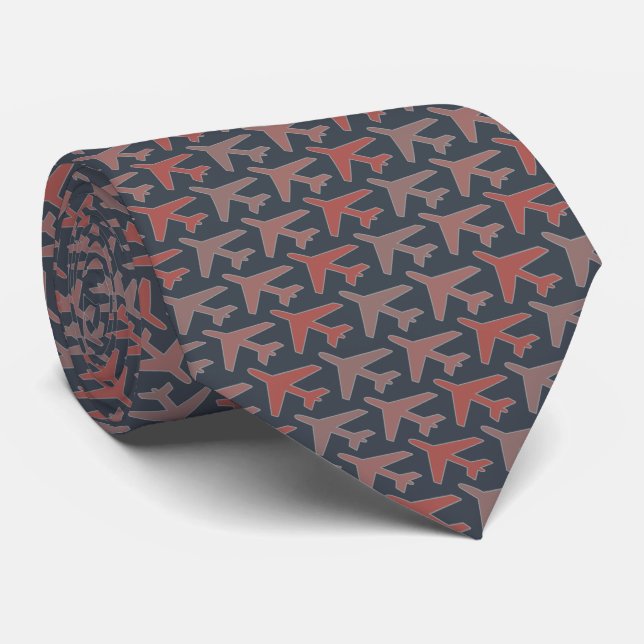 Flygplan Tie Armani Red på träkol Grått Slips (Rullad)