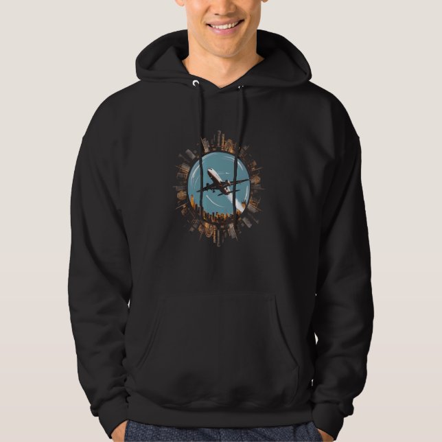 Flygplan Travel Älskare Wanderlyst World Travel Gi Hoodie (Framsida)