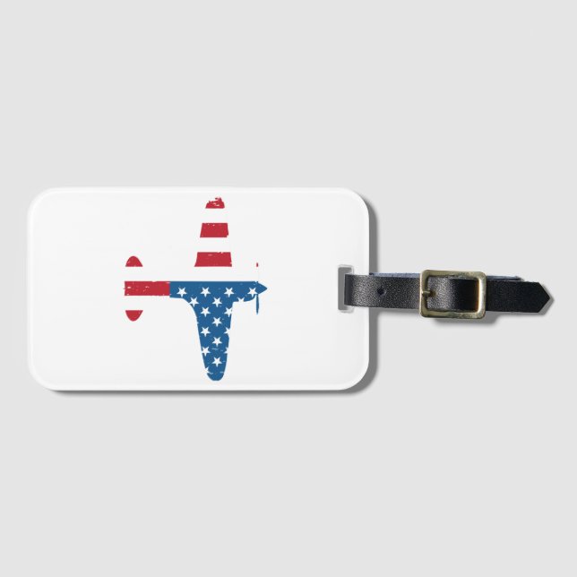 Flygplan USA Flagga Veteran Pilot Present Bagagebricka (Framsida horisontal)