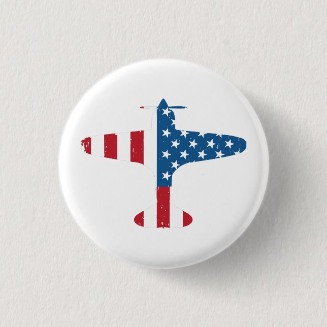 Flygplan USA Flagga Veteran Pilot Present Knapp (Framsida)