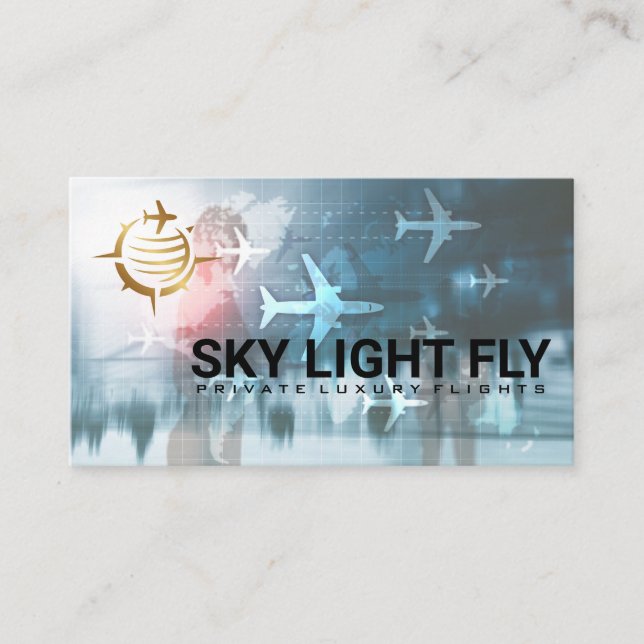 Flygplan | Världskarta Visitkort (Framsida)