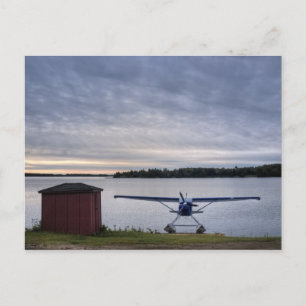Flygplan vid solnedgång vykort