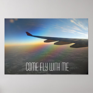 Flygplan Vinge mot Sunset Poster