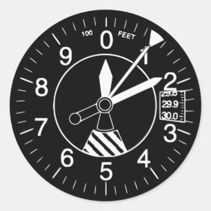 FlygplanAltimetermätinstrument Runt Klistermärke
