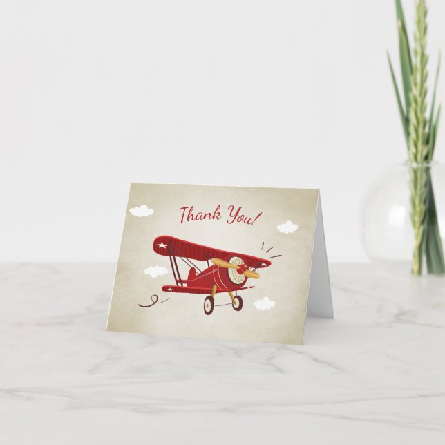 Flygplanbaby shower tackar dig att card äventyr tack kort (Framsida)