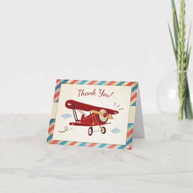 Flygplanbaby shower tackar dig att card tack kort (Framsida)