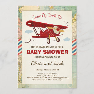 Flygplanbaby showerinbjudan reser äventyr inbjudningar
