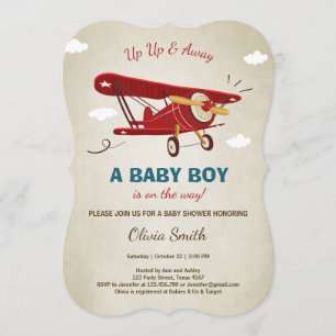 Flygplanbaby showerinbjudan reser äventyr inbjudningar