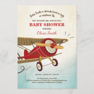 Flygplanbaby showerinbjudan reser äventyr inbjudningar