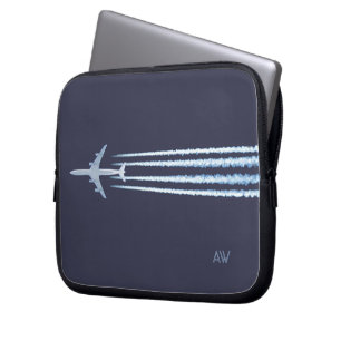 FlygplanContrails med (eller without) initialer Laptop Sleeve
