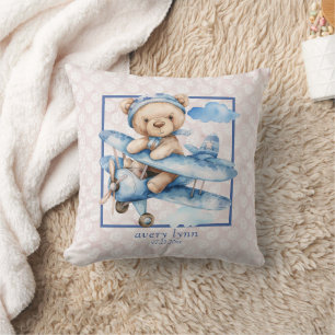 Flygplanet Cute Baby Bear & Leksak Nursery Kudde