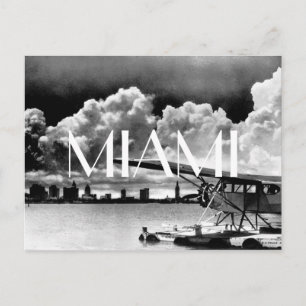 Flygplanet Miami skyline svart och vitt foto Vykort