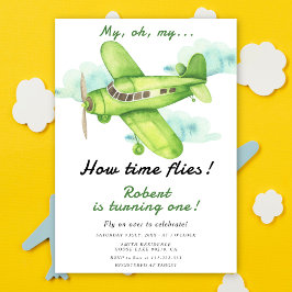 Flygplanet, min tid flyger på första födelsedag inbjudningar