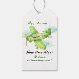 Flygplanet, min tid flyger på första födelsedag presentetikett