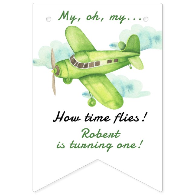 Flygplanet, min tid flyger på första födelsedag vimplar (Första flaggan)
