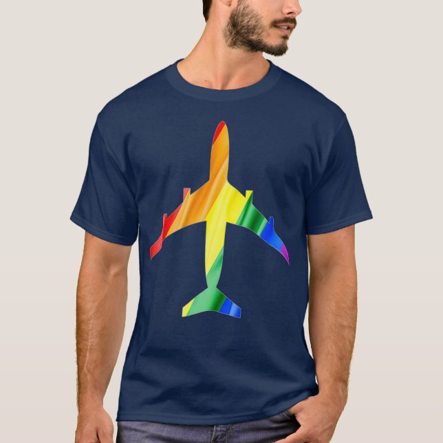 Flygplanet Rainbow Gay Flagga Flight Attendant T Shirt (Framsida)