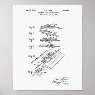 Flygplanet Vinge 1929 Patent Art White Papper Poster