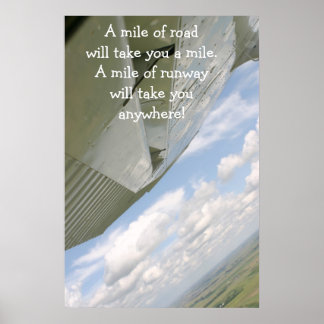 Flygplanet vinge En kilometer väg tar en mil. Poster
