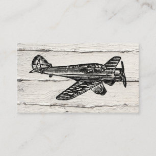 Flygplanets Affärskort - Vintage Wood Visitkort